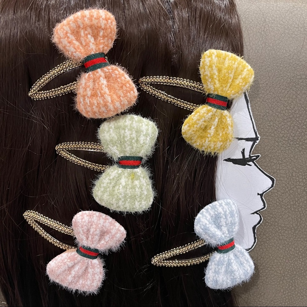 Houndstooth Bow Hair Clip - set of 5